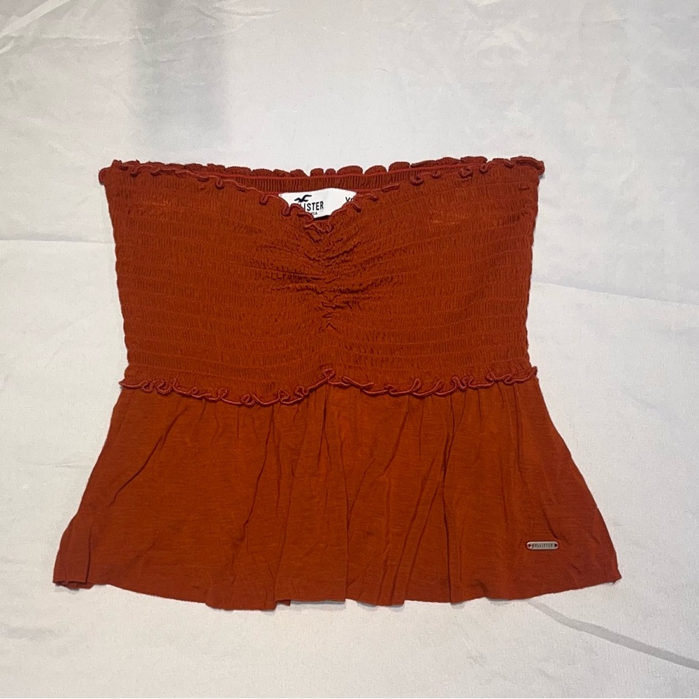 Rust Orange Strapless Festival Top